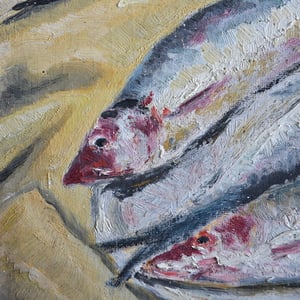 Image of French, Still Life Painting, 'Sardines.'