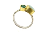 Image 3 of Emerald and pipe opal ring in 18ct gold and silver. By Chris Boland 