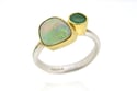 Emerald and pipe opal ring in 18ct gold and silver. By Chris Boland 