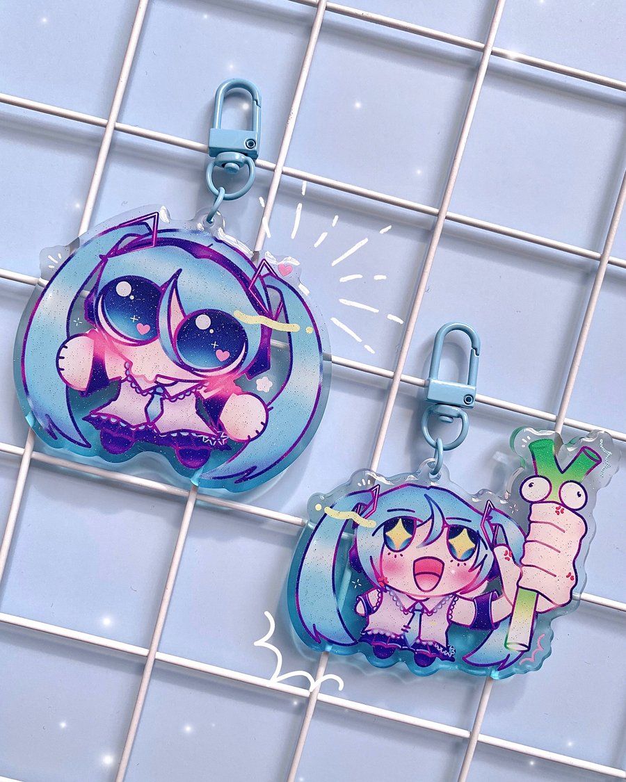 Image of Cursed Miku | Acrylic Charm & Glitter Stickers