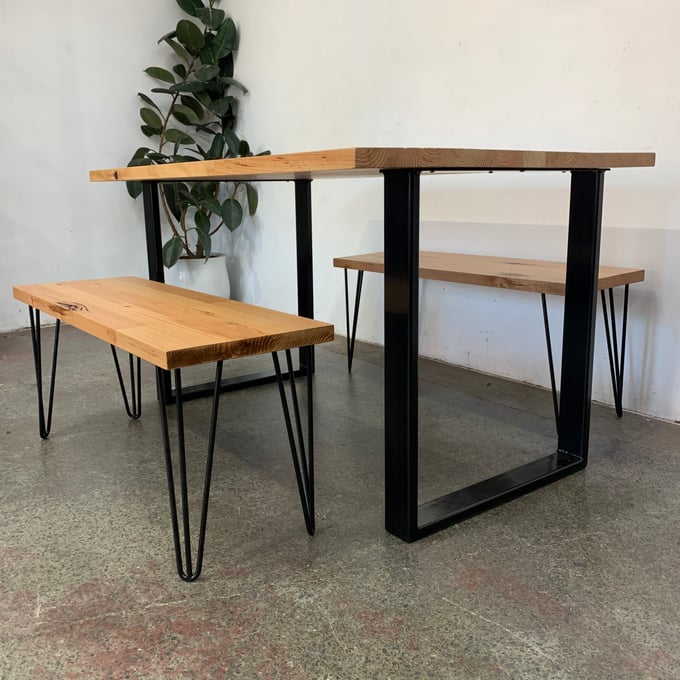Image of INDUSTRIAL TABLE WITH BENCH SEATS