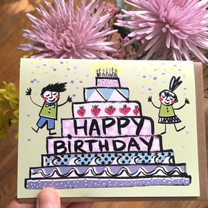 Image of Happy Birthday (Folks with Cake), Card