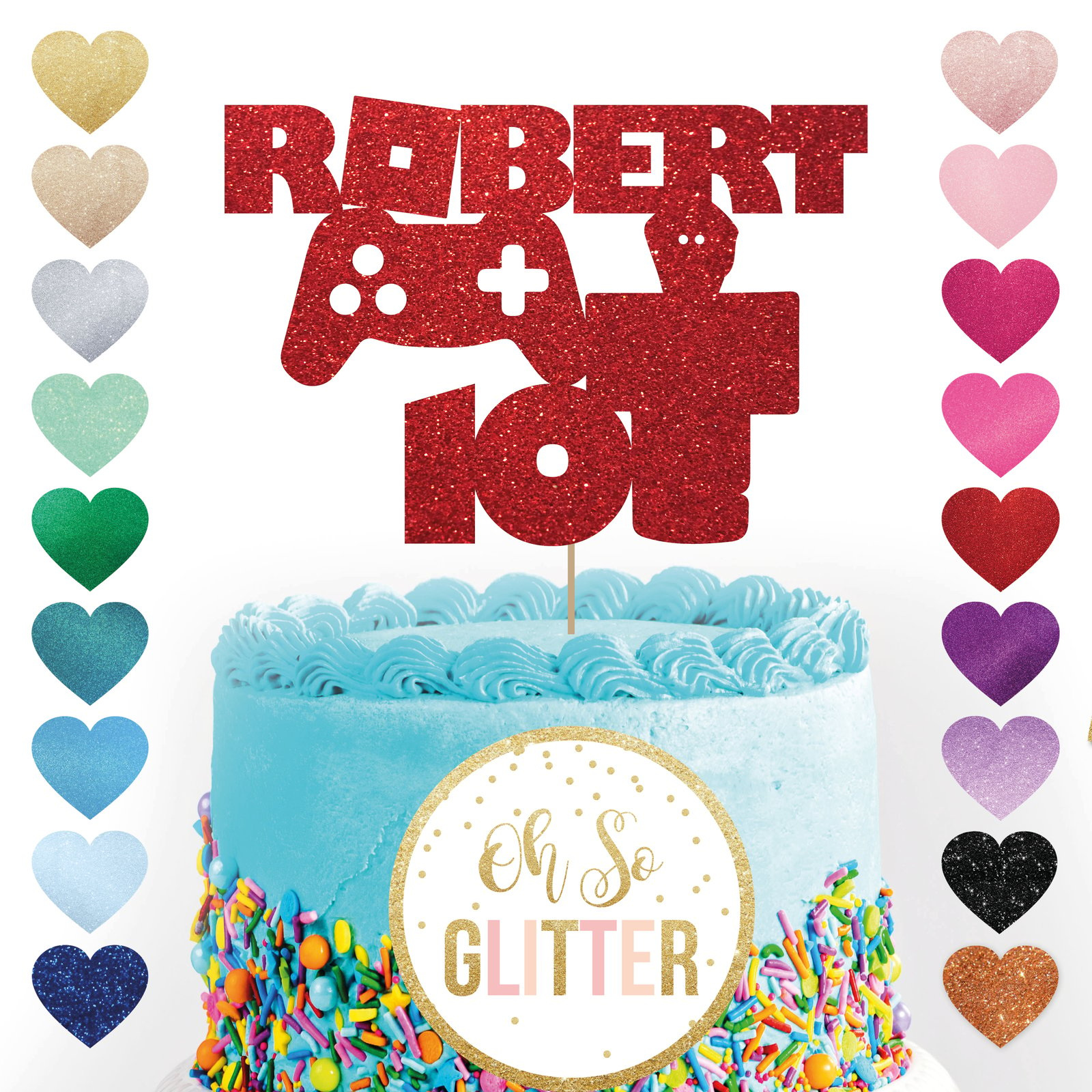 Party Decor Roblox Glitter Birthday Cake Topper Paper Party Supplies - roblox cake factory