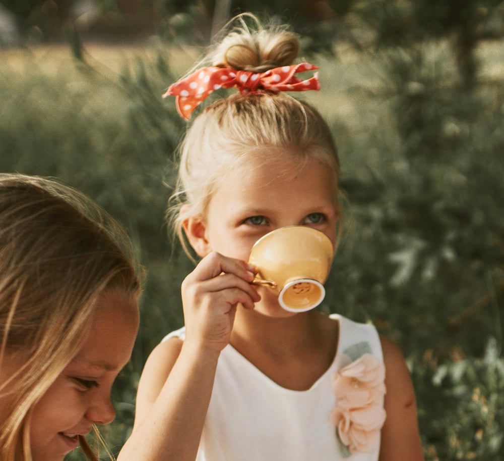 Image of Yellow cup and saucer  Set of 4