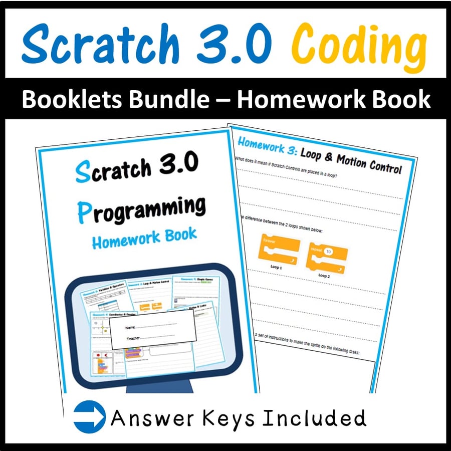 Image of Computer Coding with Scratch 3.0 Booklets Bundle: Lifetime Updates - Save $4