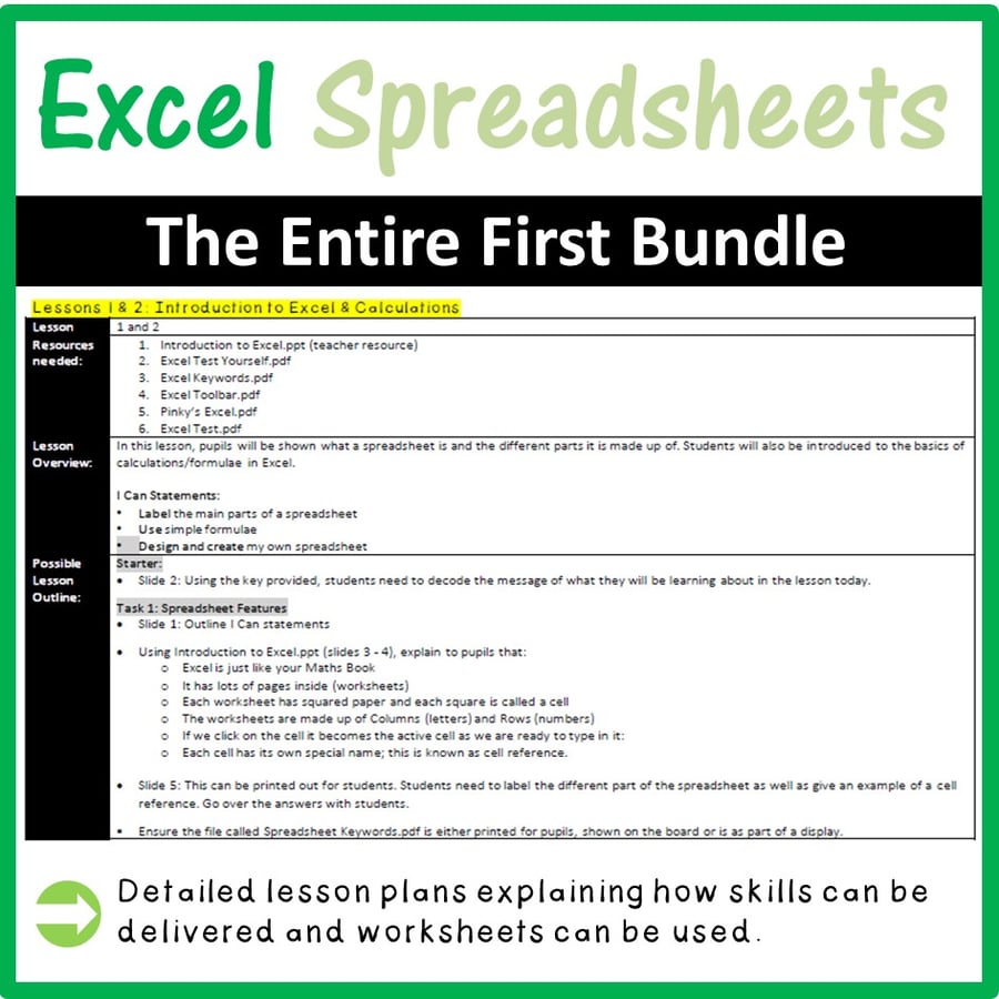 Image of Introduction to Microsoft Excel Spreadsheets - Lesson Plans Bundle