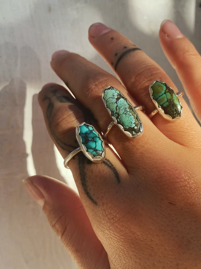Image of Turquoise Scalloped Rings