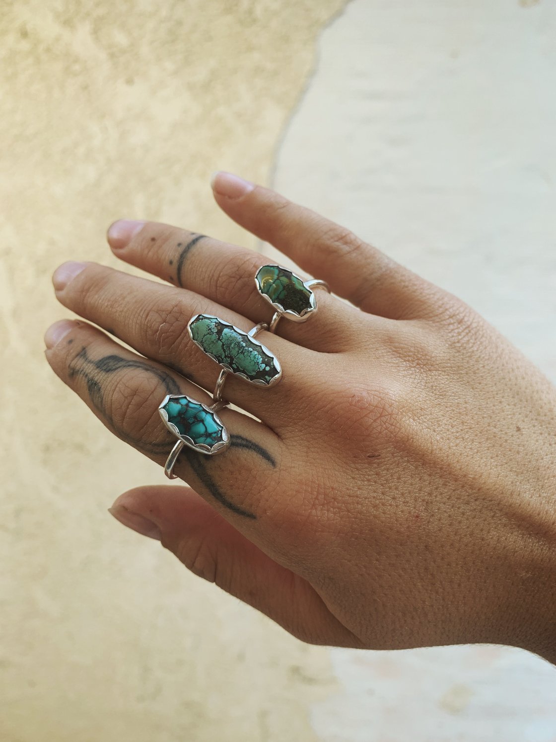 Image of Turquoise Scalloped Rings
