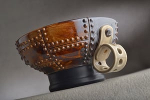 Image of Personalized Sheet Metal Shaving Bowl with Thumb Loop