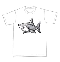 Image 1 of Happy Great White Shark T-shirt (A2) **FREE SHIPPING**