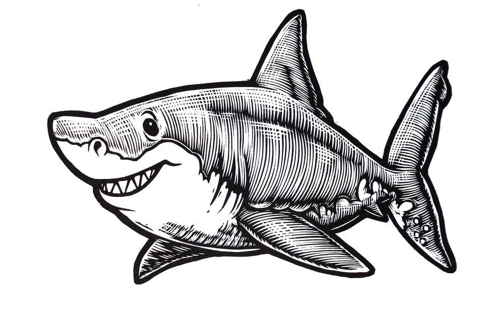 Happy Great White Shark T-shirt (A2) **FREE SHIPPING**