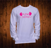 Long Sleeved White Unchained Hands Hot Pink