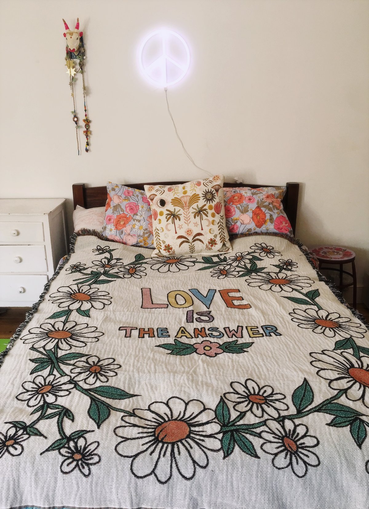 Daisy Chain Love is the Answer Woven Blanket 