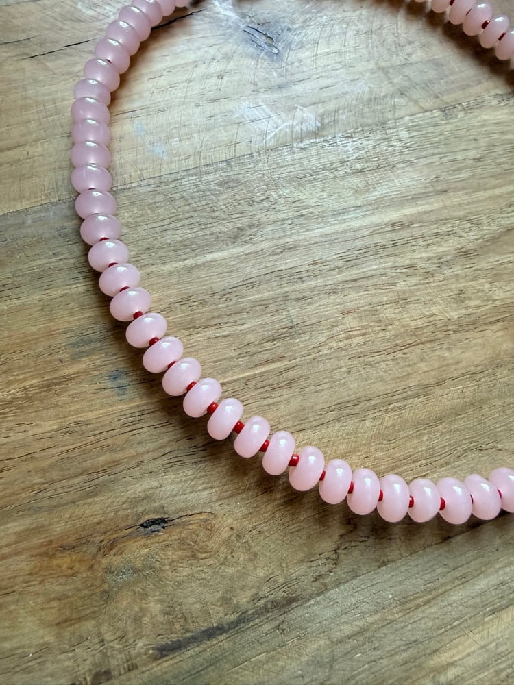 Image of Light Pink Stone Beaded Necklace