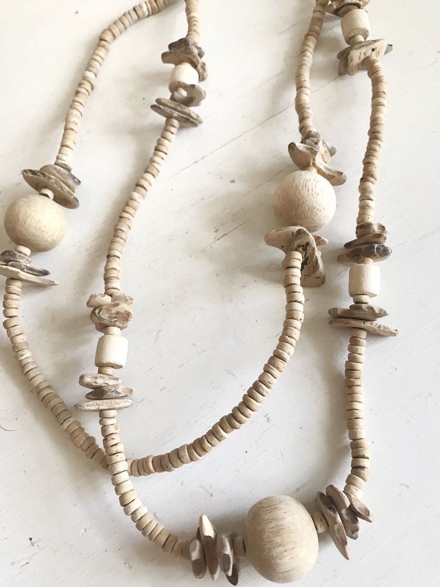 Wooden Bead Necklace Rich Hippie Design