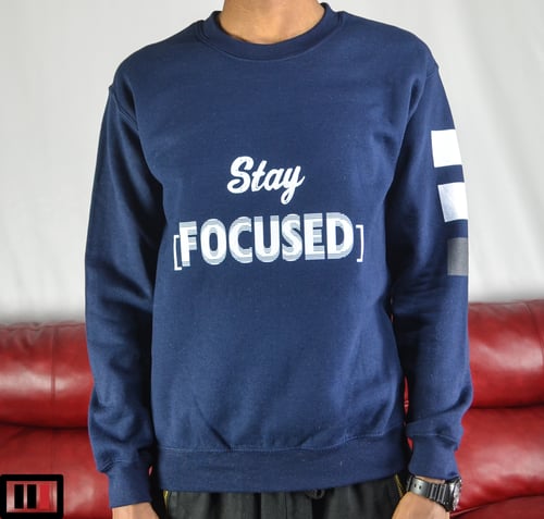 Image of Stay [Focused] Navy Blue Sweatshirt ( white/dark grey )