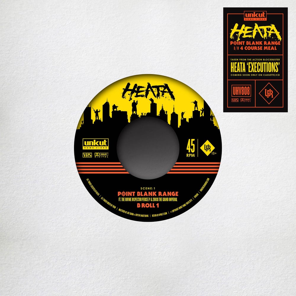 Image of HEATA - POINT BLANK RANGE 7" (ft. Percee P & DJ 2Buck) b/w 4 COURSE MEAL (ft. DJ Wallzee)