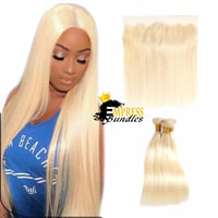 Image 1 of 3 bundles with transparent frontal - 613 straight 