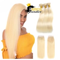 Image 1 of 3 bundles with closure- 613 straight 