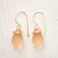 Image 4 of Blush earrings frosted glass seed pearl