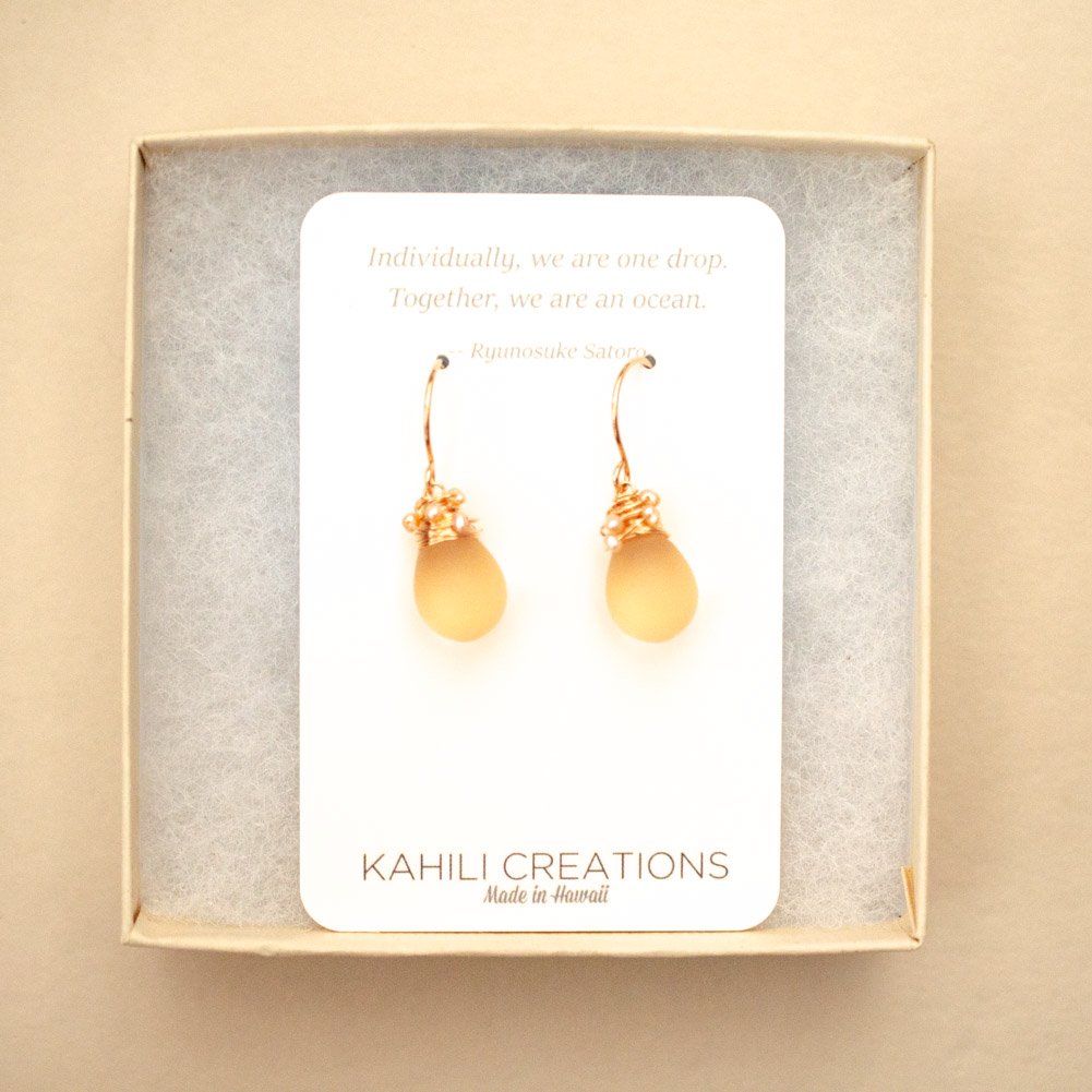 Image of Blush earrings frosted glass seed pearl