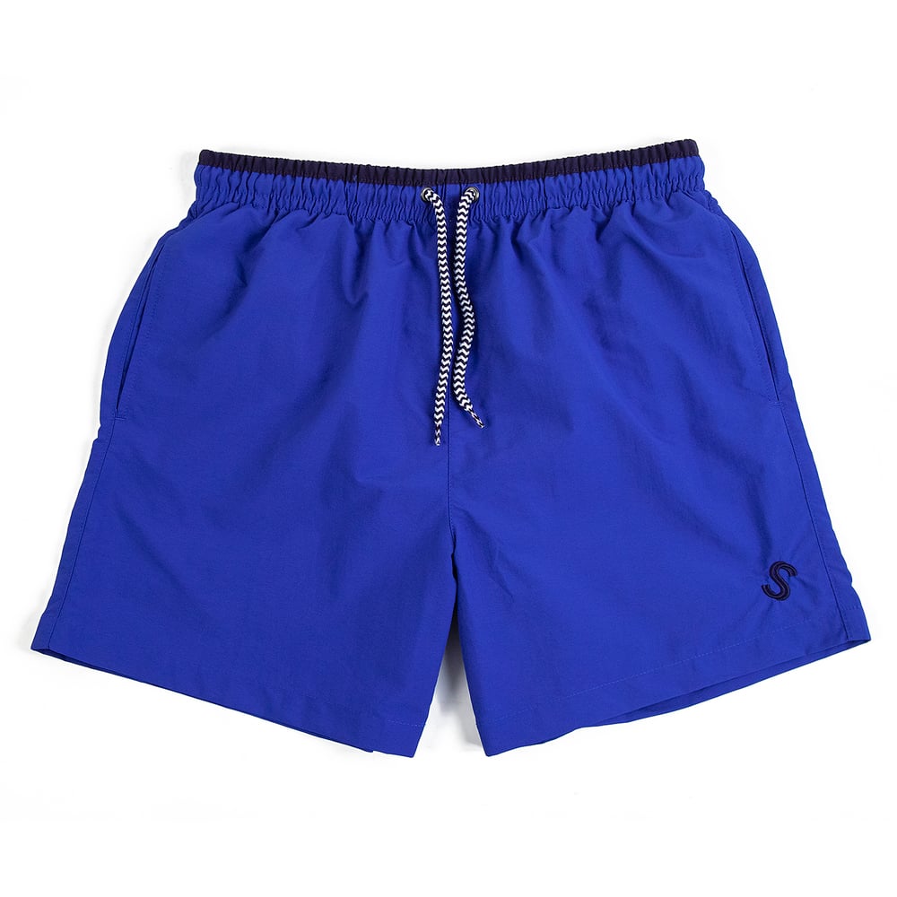 Image of S LOGO SWIM SHORTS - BLUE / NAVY