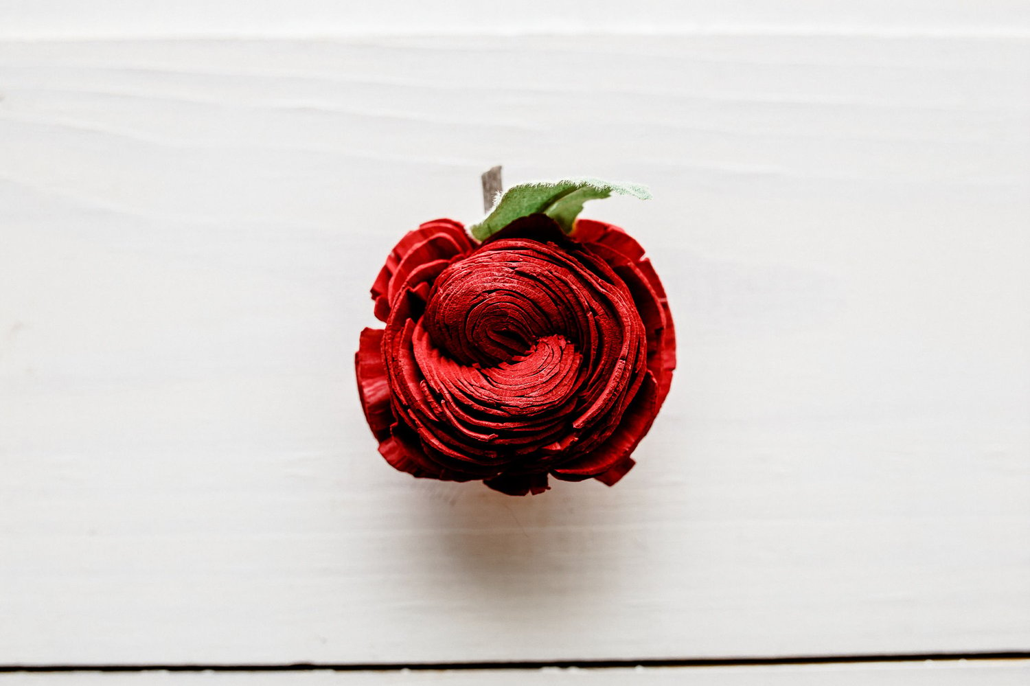 Image of Apple Shaped Wood Flower Magnet