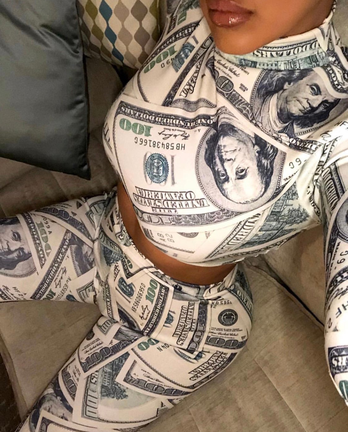Image of MONEY PRINT CROP TOP & LEGGING SET (LARGE)