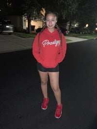 Image 2 of NEW BRAND PRODIGY RED SCRIPT HOODIE BL/W INK