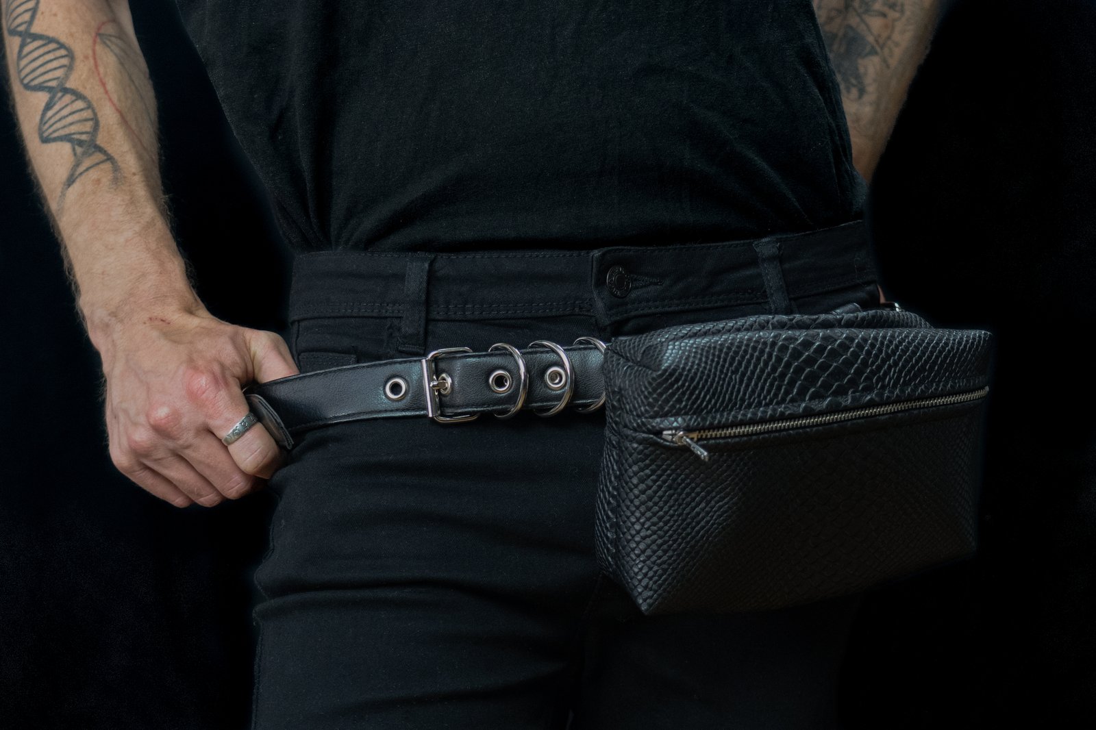 snakeskin waist bag