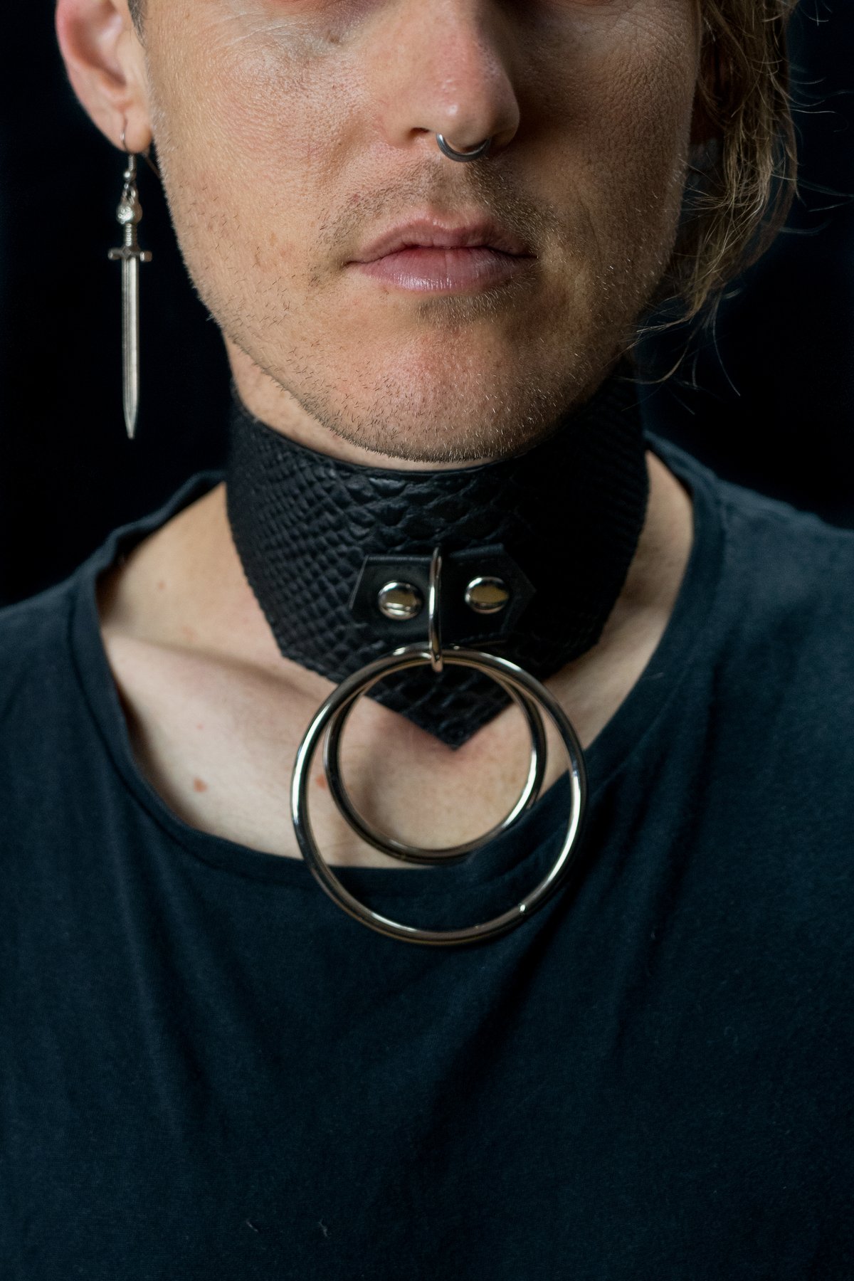 Theda collar vegan snakeskin silver