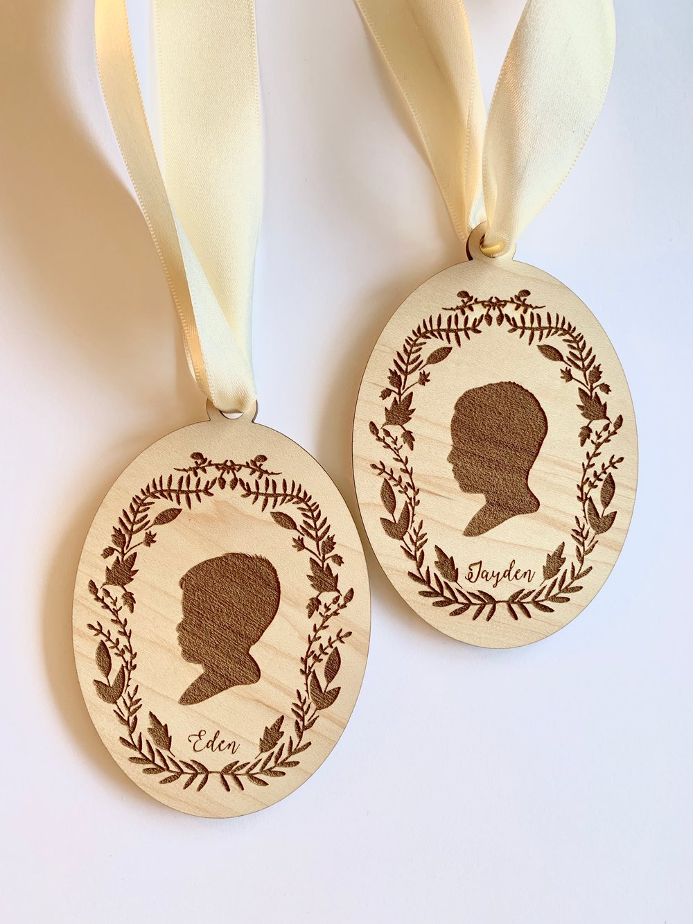 Image of Engraved Wooden Silhouette Ornament