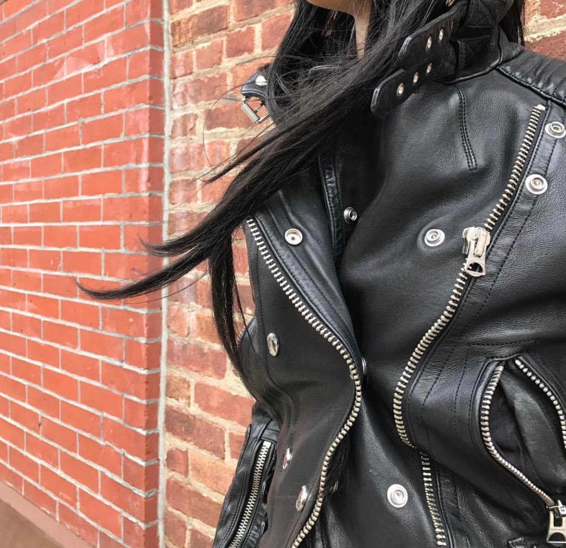 BURBERRY BRIT LEATHER BIKER JACKET Trunk Show Designer Consignment