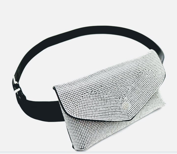 black rhinestone fanny pack