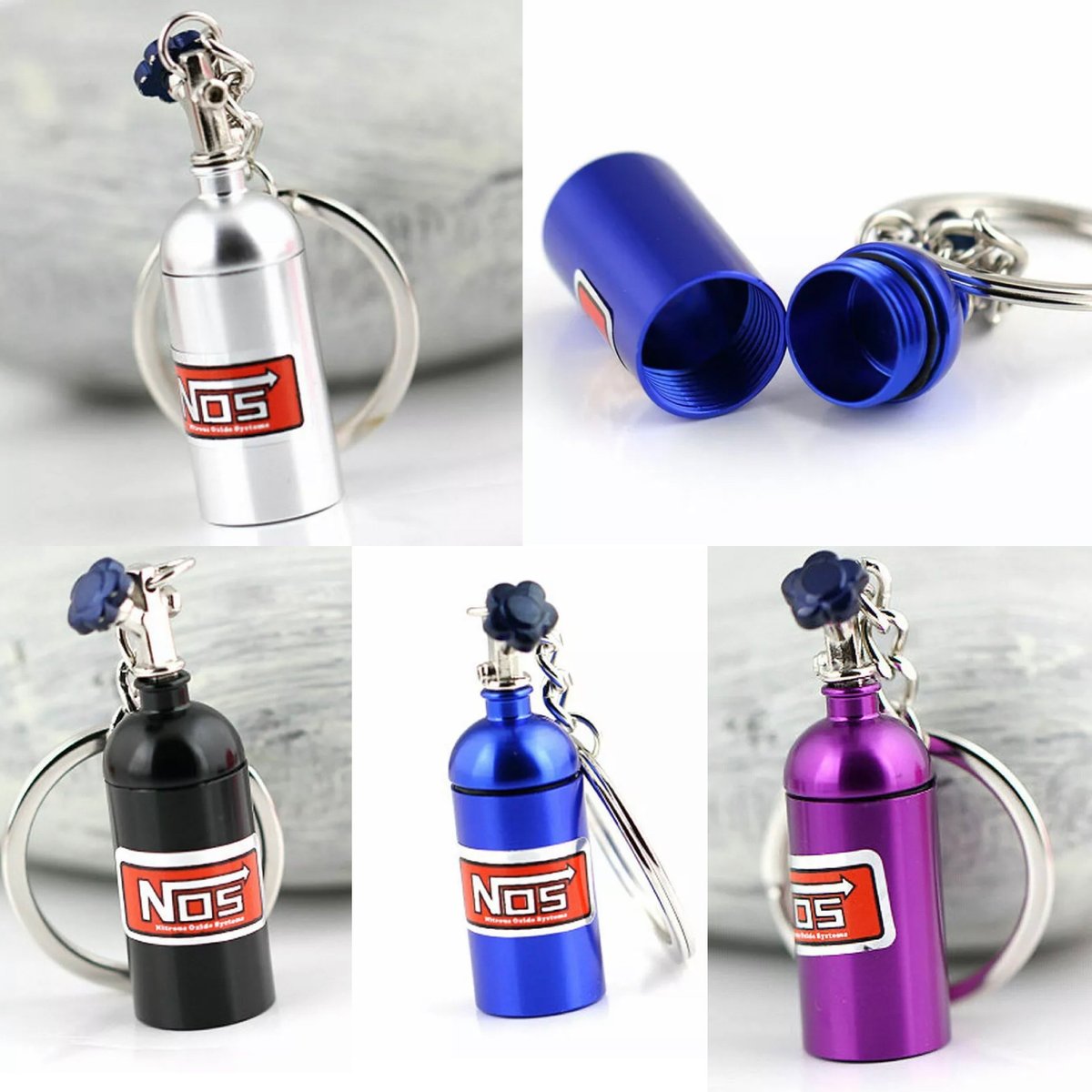 NOS Nitrous Oxide Bottle Key Chain/Key Ring + g Stash Pill bottle