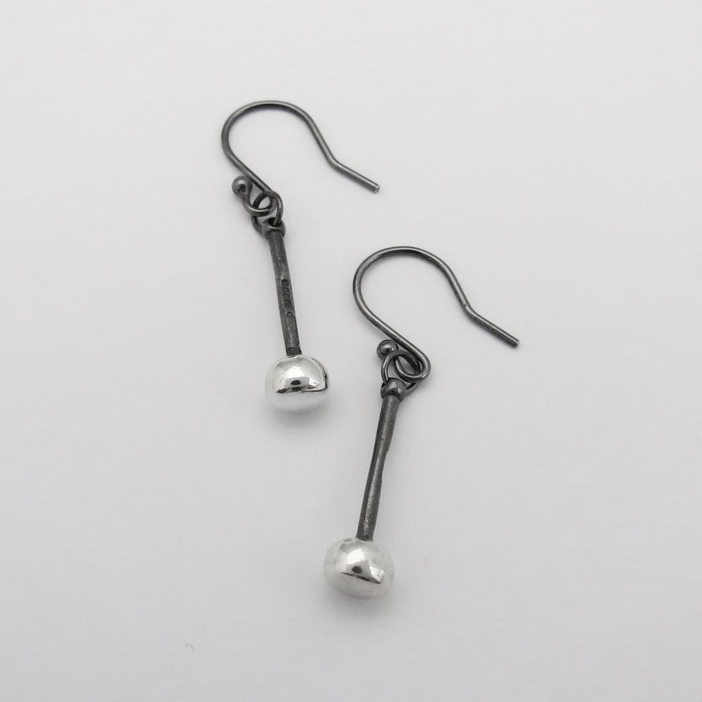 Image of Black and Silver Tenor Stick Earrings