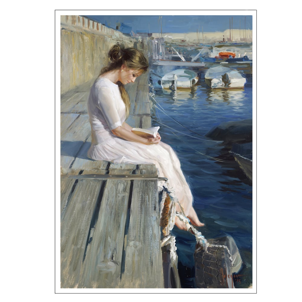 Image of PRINT ON CANVAS "AT THE PIER OF BLANES"