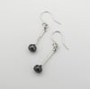 Silver and Black Tenor Stick Earrings