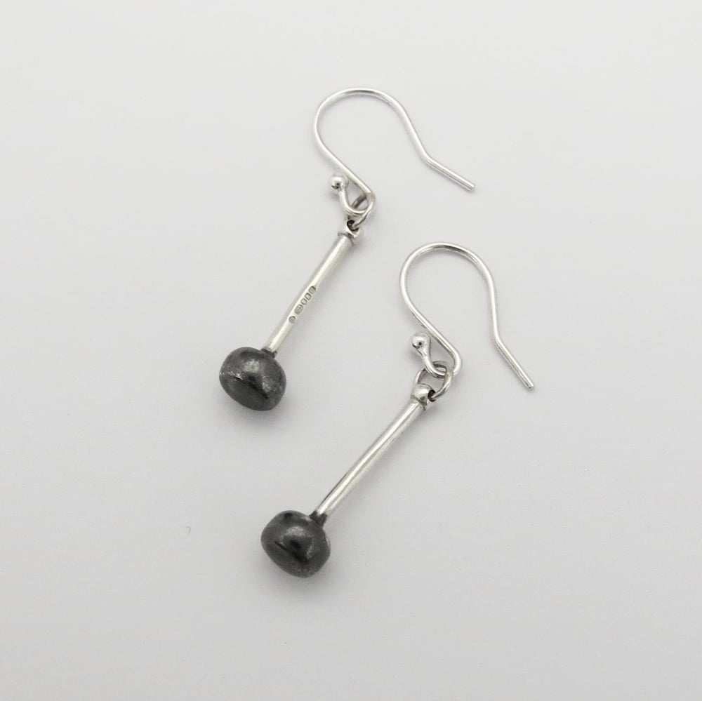 Image of Silver and Black Tenor Stick Earrings