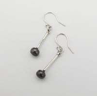 Image 1 of Silver and Black Tenor Stick Earrings