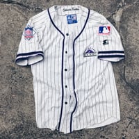 Image 1 of Original 90’s Starter Colorado Rockies Pinstripe Jersey.