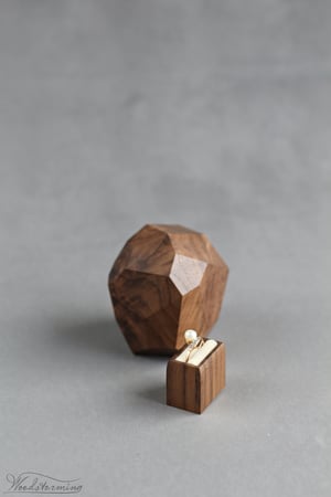 Image of Faceted wood engagement ring box with pull-out drawer - proposal ring box - by Woodstorming