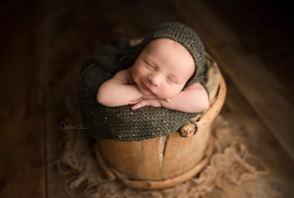 Image of Tweed Forest Green Knit Bonnet and Wrap