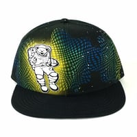 Image 1 of Space Bear Explorer-SNAPBACK- Glow in the Dark airbrushed Hat 