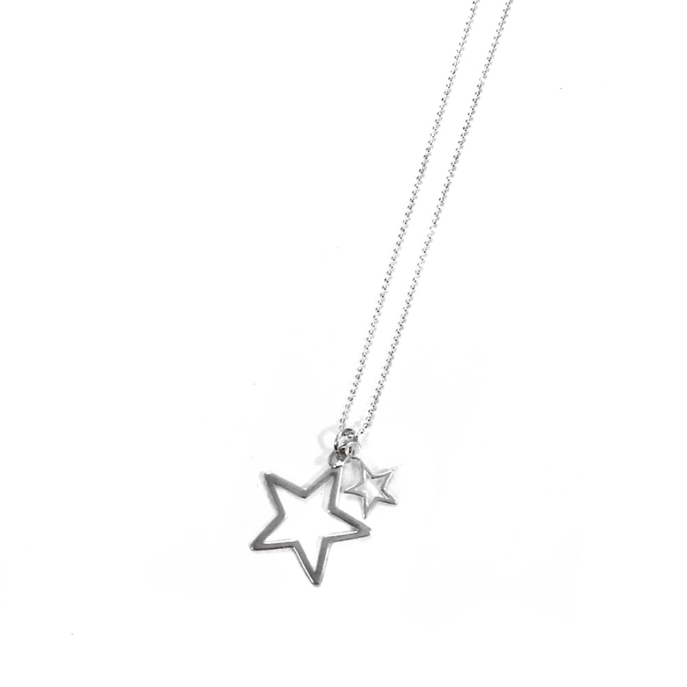 Image of Sterling Silver Double Star Necklace