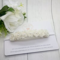 Image 1 of Luxury White Rose Headband - 7 Rose Headband