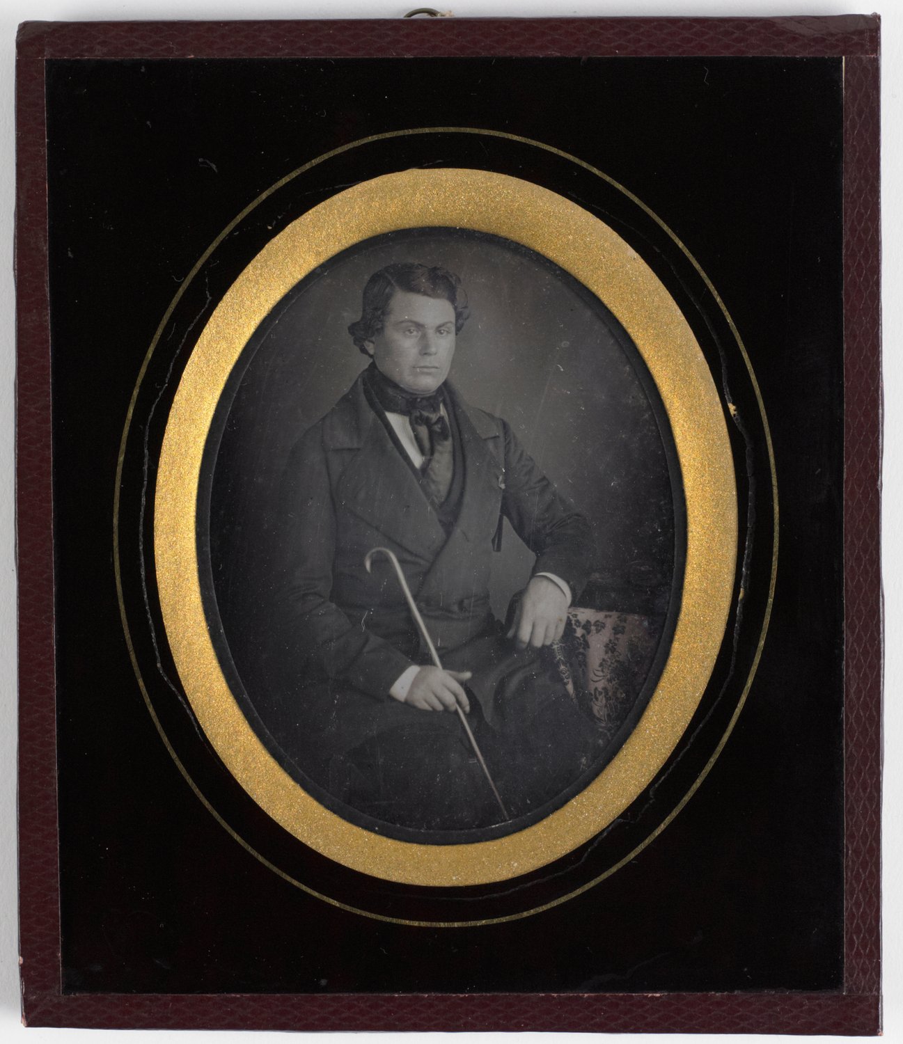 Image of Barboni: daguerreotype of a man with cane, Brussels ca. 1855