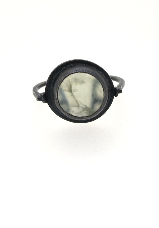 {One off} Prehnite gemstone Spyglass Ring
