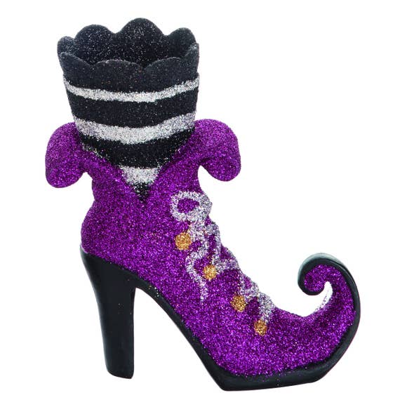 Image of Resin Halloween Glitter Witch Shoe Tealight Holder