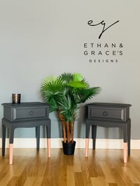 Image 2 of A pair of dark grey & rose gold stag bedside tablesk